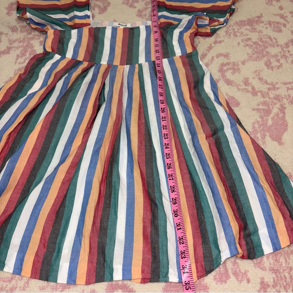 Madewell Multicolor Festival Stripe Square-Neck Mini Dress Women’s S - Picture 5 of 10